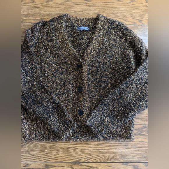 Anthropologie Black & Gold Metallic Eyelash Cardigan Size XS - Picture 5 of 6